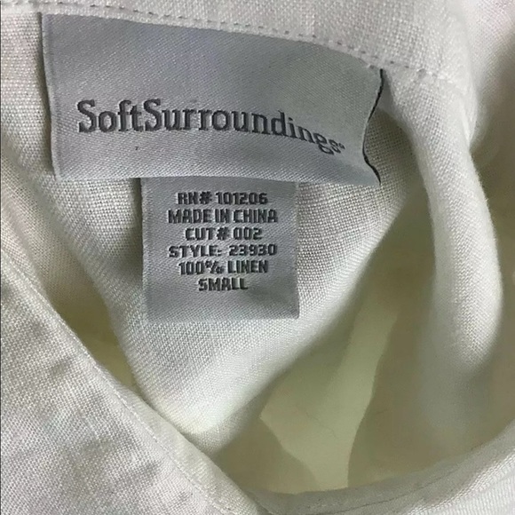 Soft Surroundings Sz S Luxurious Linen Button Top White 100% Linen Blouse - Picture 6 of 6